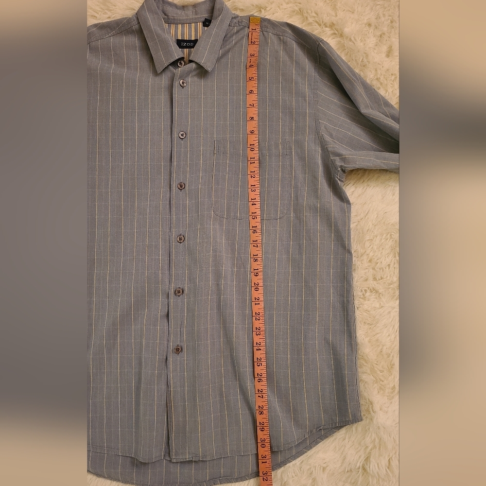 IZOD Men's Blue Striped Long Sleeve Button Down Shirt - Size Large‎ - Picture 5 of 7